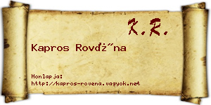Kapros Rovéna névjegykártya